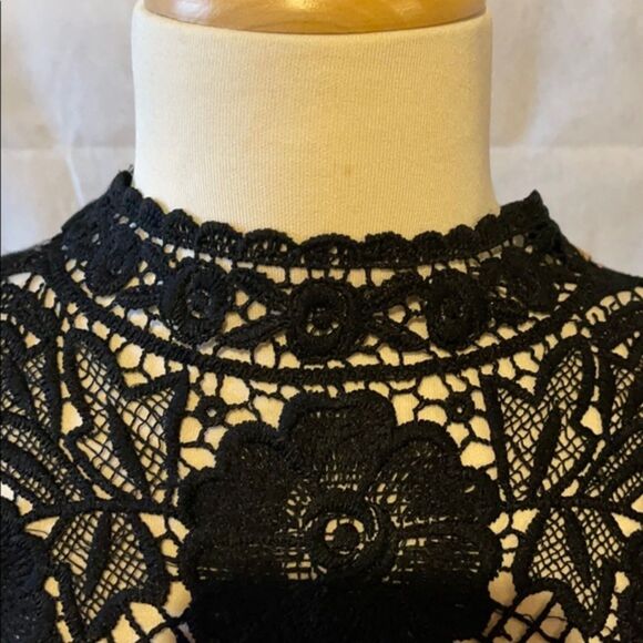 Angie Shirt Size Small Black Lace Cold Shoulder Top - Picture 10 of 10